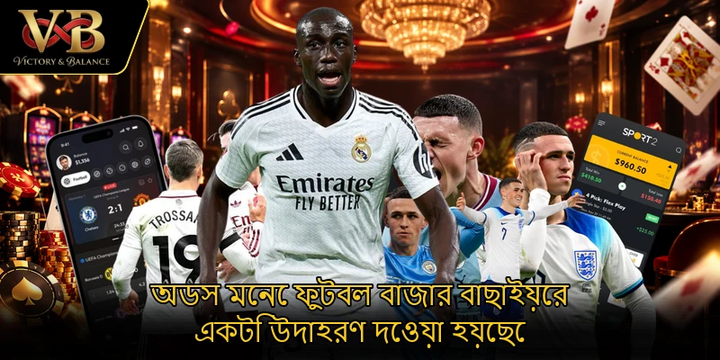 অডস মেনে ফুটবল বাজার বাছাইয়ের একটি উদাহরণ দেওয়া হয়েছে
